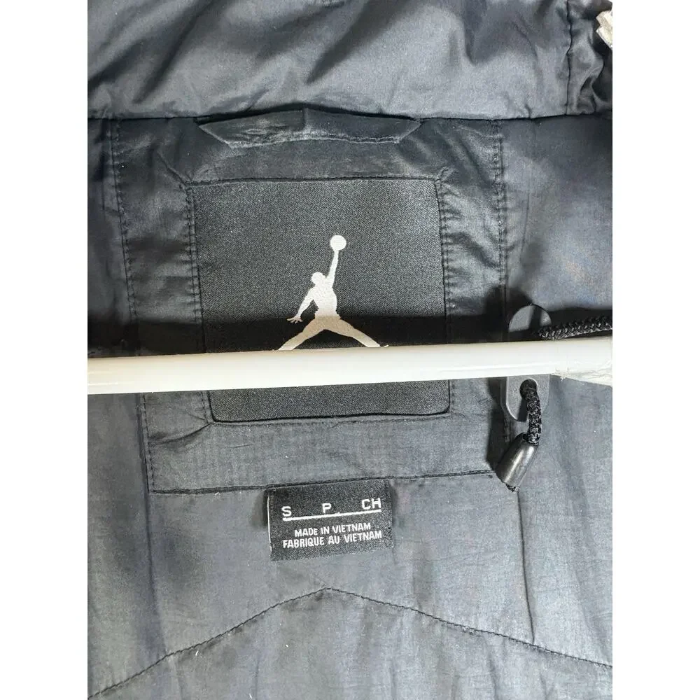 Nike Air Jordan Parka Jacket Mens Small Black Fly Hooded Primaloft Insulated Zip